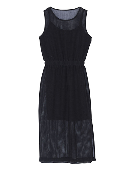 スリットレイヤーメッシュワンピース