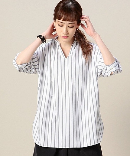 BY コットンロングシャツ8分袖プルオーバー 2