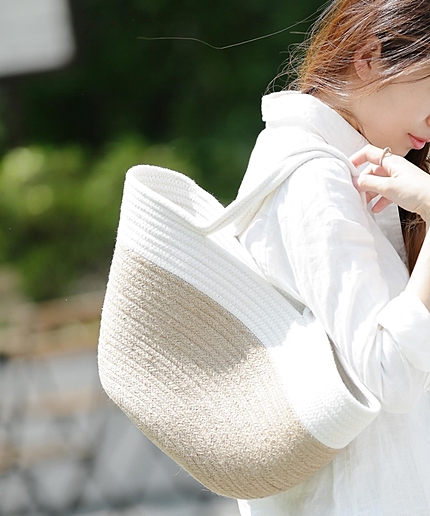 コットンハンドルビック麻バッグ