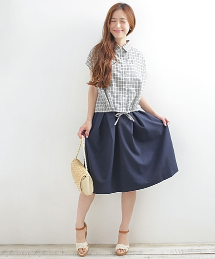 ミモレ丈タックフレアーSK