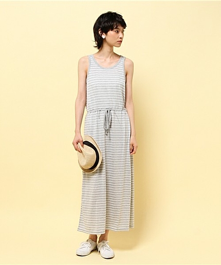 [GIORDANO]ボーダーマキシワンピース