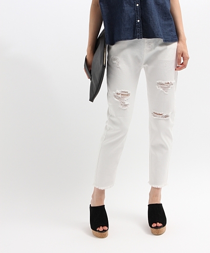 フリンジダメージデニムパンツ