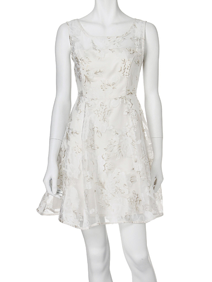 【DUO】オーガンジーフラワーフレアワンピース