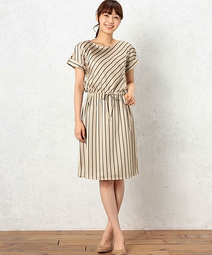 GO PE ストライプドロスト ワンピース