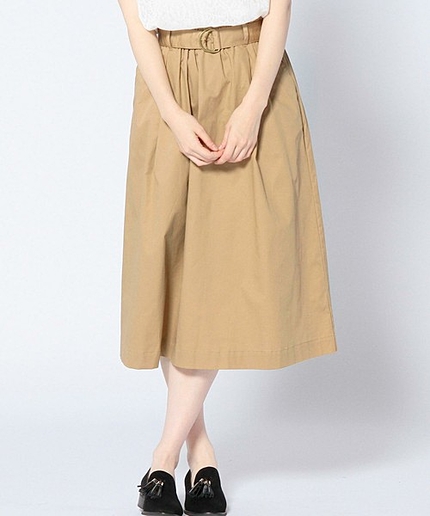ツイルギャザーベルトスカート（ベージュ）/AEBC CツイルギャザーBELT SK23