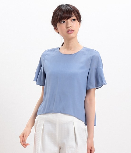 【今だけ!セールOFF率からさらに10%OFF】 ★6/30ヒルナンデス!でご紹介★ 袖フリル後ボタンプルオーバー