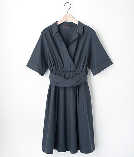 ベルテッドカシュクールシャツドレス
