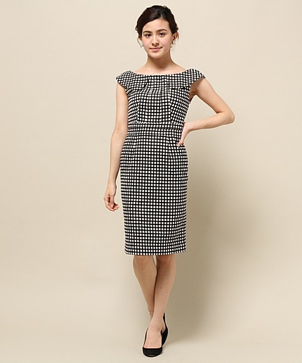 モノトーンチェックタイトワンピース