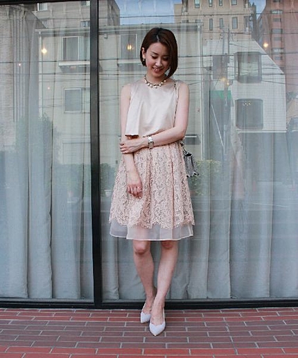 レイヤードレースオーガンジードレス