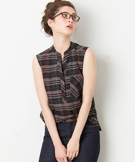 マドラスチェックノースリーブシャツ