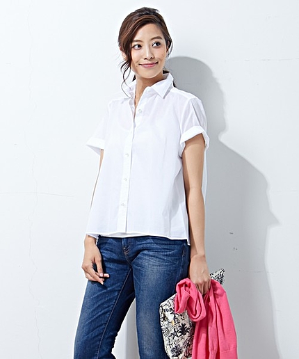 コットンアキハストライプ半袖シャツ