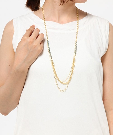 スエードビジューロングネックレスネックレス