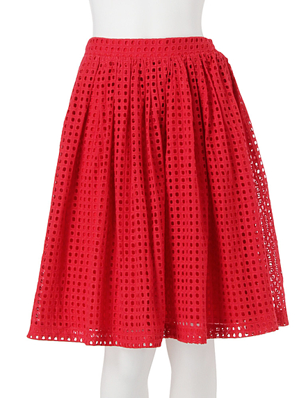 【W】格子レースギャザースカート