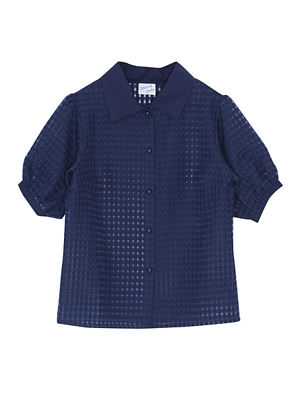 チェックパフスリーブシャツ