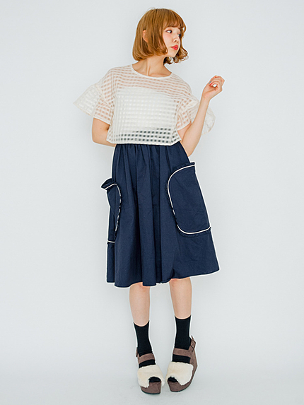 ラウンドフリルミディスカート