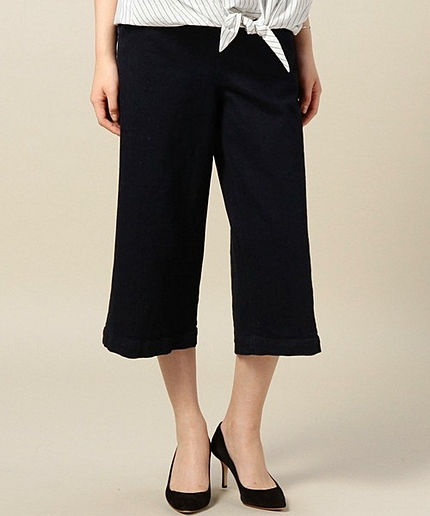 BY デニムクロップド9分丈ガウチョパンツ