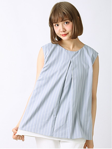 ストライプノースリーブチュニック