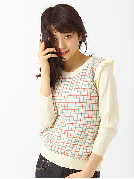 チェックフリルプルオーバー 1602502-21-13-11