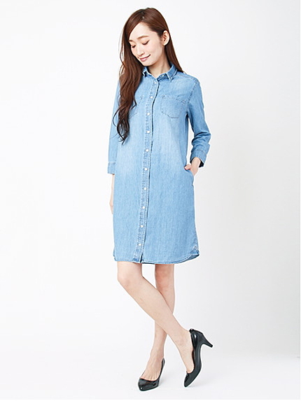 デニムシャツワンピース 1101958-21-18-11