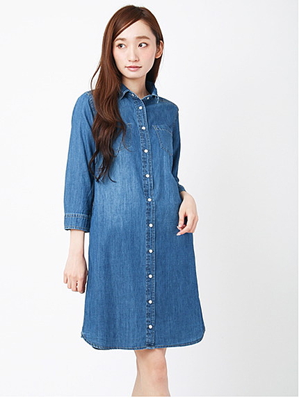 デニムシャツワンピース 1101958-21-18-11