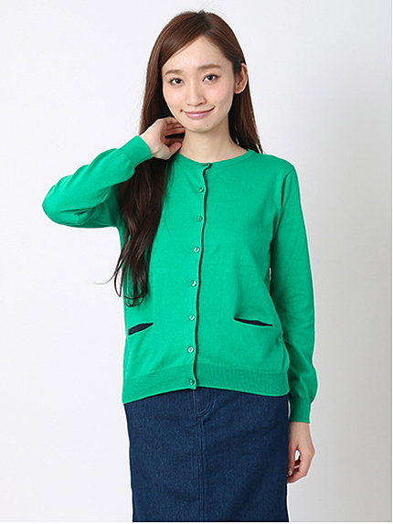 綿天竺ポケット付カーディガン 1602317-21-18-11