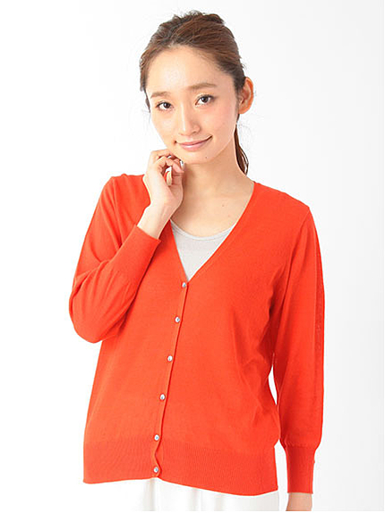 UV7分袖ニットカーディガン
