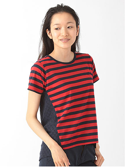 30/_天竺 別布切替半袖プルオーバー