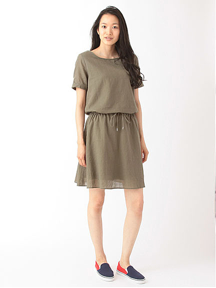 シアーチェック ウエストドロストワンピース