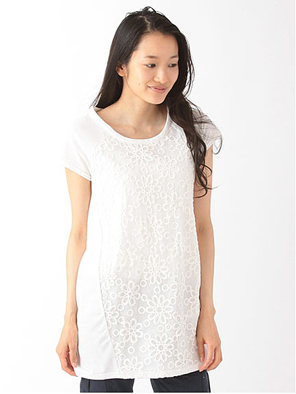 ミニ裏毛レース刺繍 チュニック