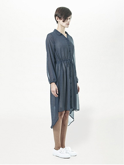 シフォンプリントシャツワンピース