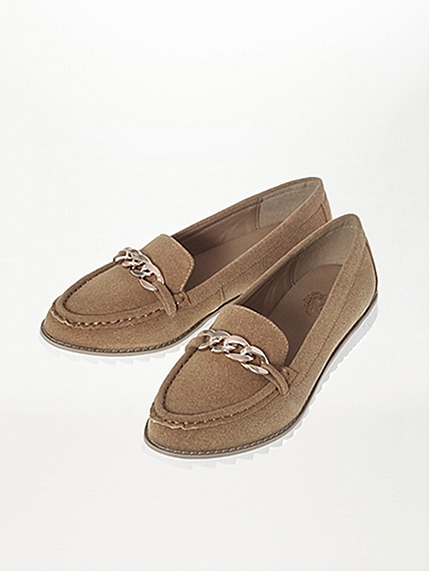 チェーンキャメルローファーシューズ