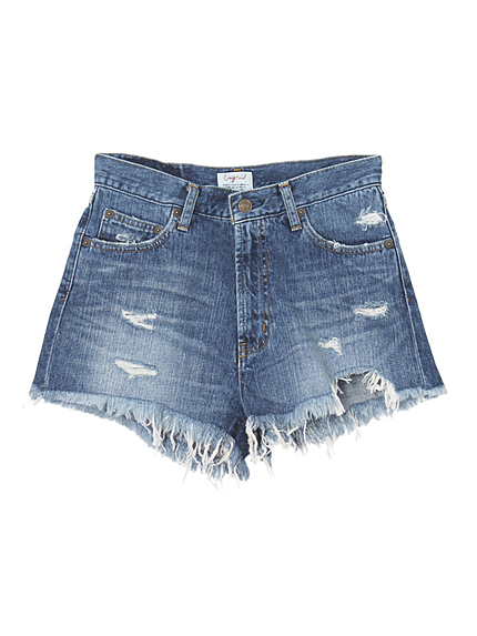 ハイウエストダメージデニムショートパンツ