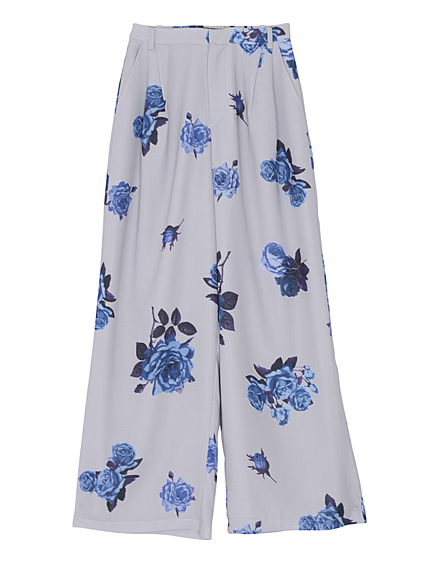 BIGフラワー柄ワイドパンツ