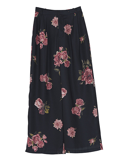 BIGフラワー柄ワイドパンツ