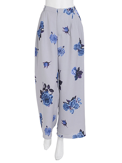 BIGフラワー柄ワイドパンツ