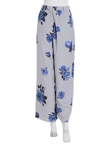 BIGフラワー柄ワイドパンツ