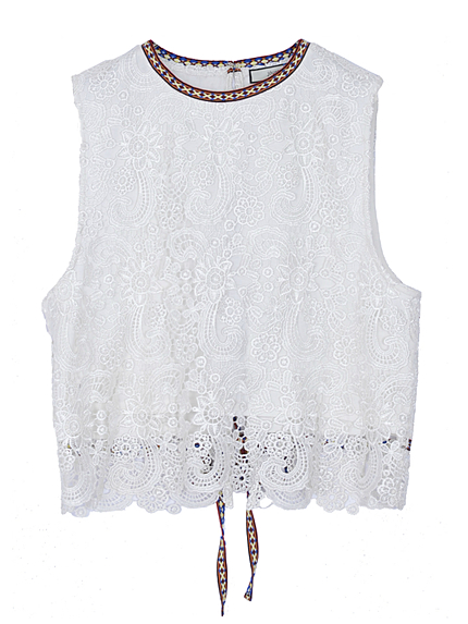 バックリボンレースT