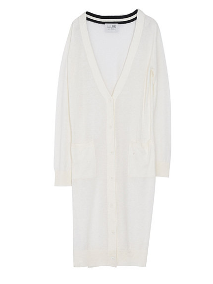 ライン衿ロングカーデ