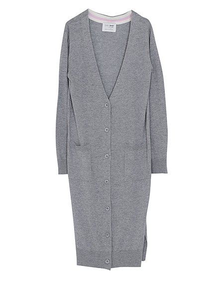 ライン衿ロングカーデ