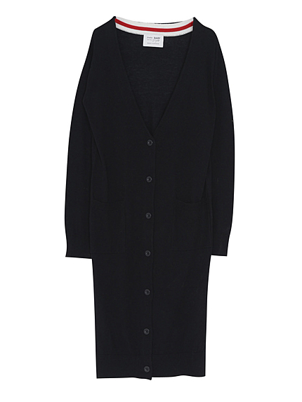 ライン衿ロングカーデ