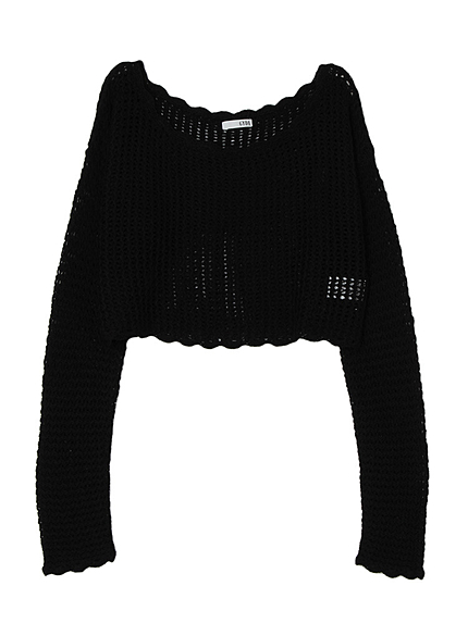 ヘムフラワーショートニットTOPS