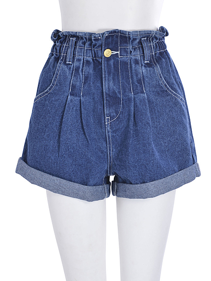 タックデニムショートパンツ