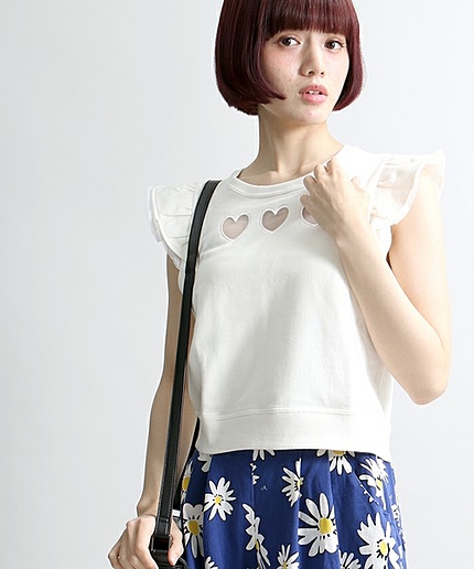 WEGO/フリルスリーブハートスウェット