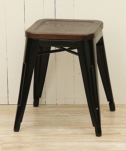 メタルウッドスツールブラック