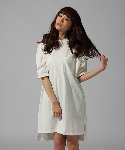 USコットンハイネックワンピース