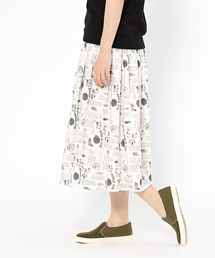 【WEB先行予約】オリジナルレシピプリントミドル丈スカート_15AWアイテム