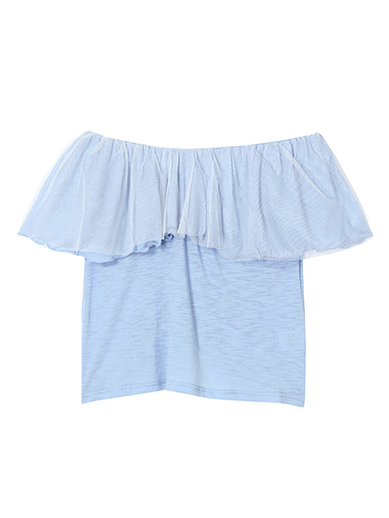 チュール重ねオフショルTOPS