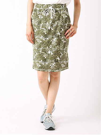 パイルボタニカルプリント スカート