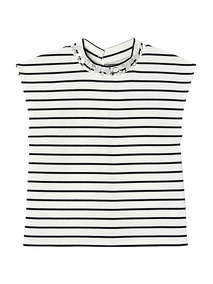 【DUO】 ポンチボトルネックビジュ付カットソー