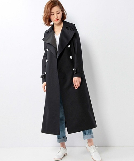 ＜THE RERACS（ザ リラクス）＞ホワイトボタン ロング トレンチコート